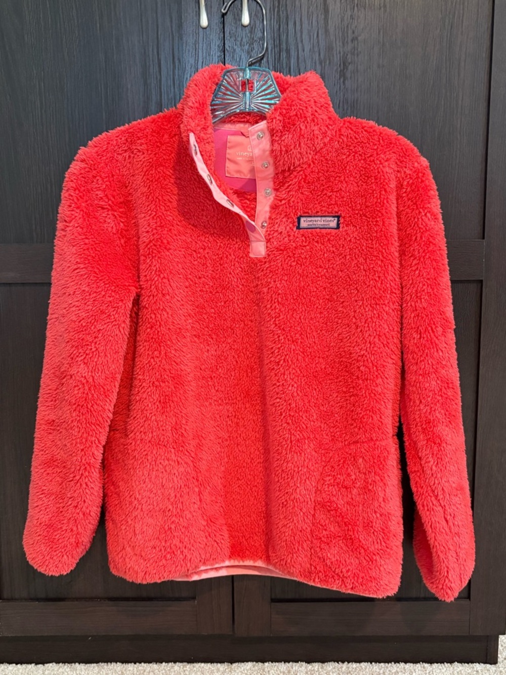 🐳 Vineyard Vines Girl’s Teddy Fleece Snap Pullover Size Large 14 Years 🐳